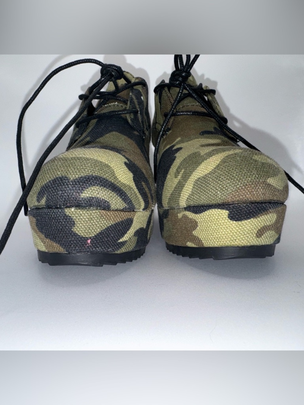 SHEIN Camo Platform Wedge Shoes Size 7 Fits 6.5 Chunky Lace Up Army Print Y2K - Picture 6 of 14
